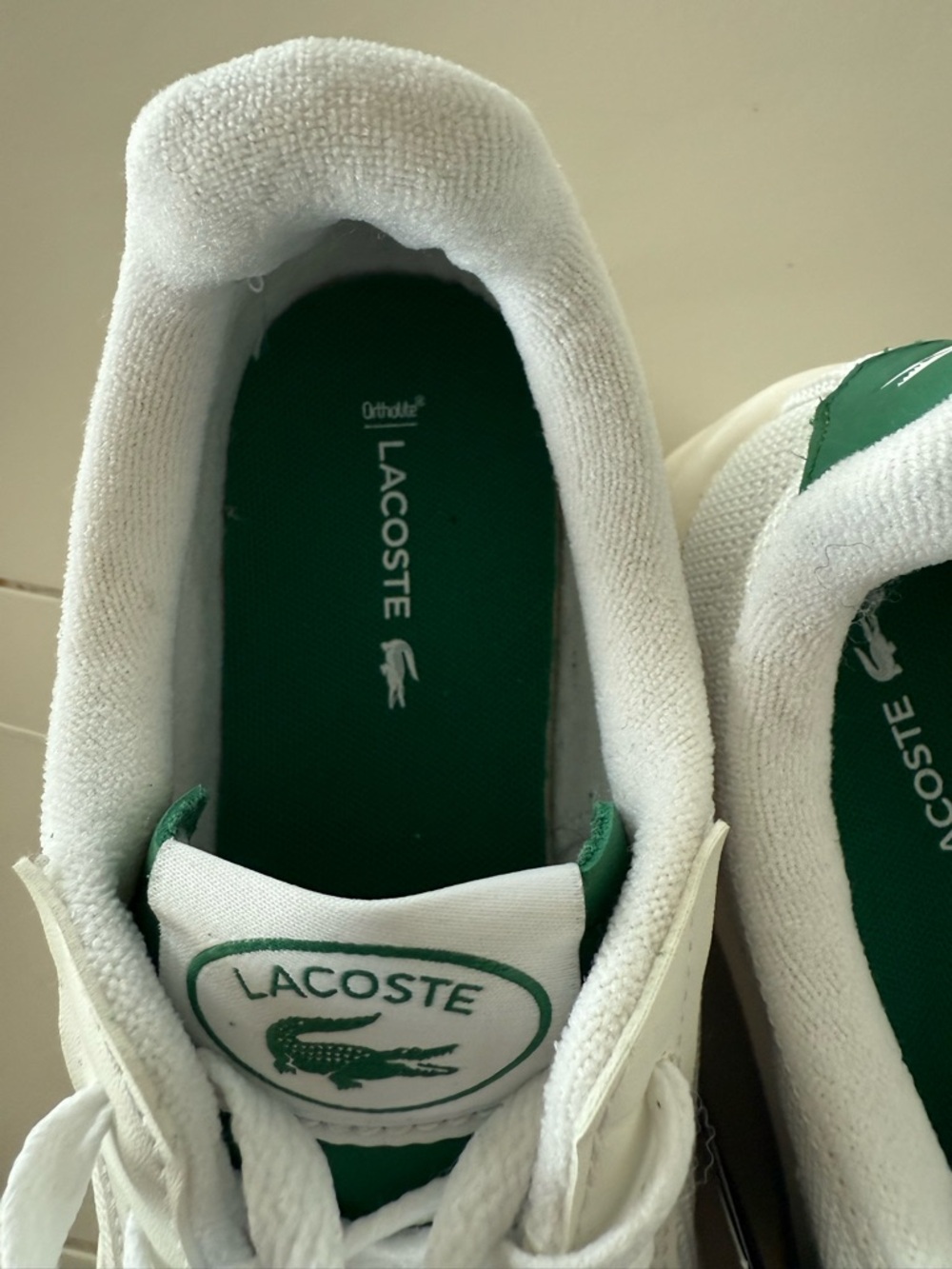 Lacoste White Sneaker with Green Crocodile Logo Size 7 NWT - Picture 5 of 7